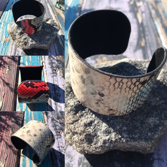 Cuff - Snakeskin Pattern Cuff Bangle Bracelet - Picture 8 of 8